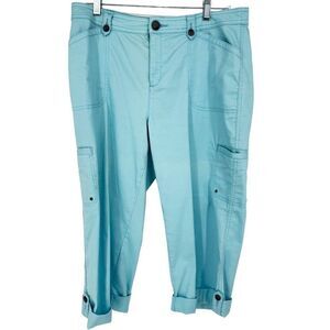 Croft & Barrow Women's‎ SZ 12 Baby Blue Cargo Capri Pants w/ Pockets Waled Weave